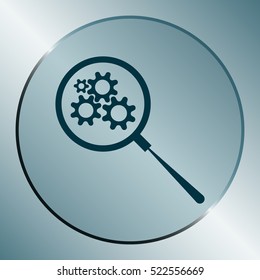 Flat paper cut style icon of magnifier. Vector illustration