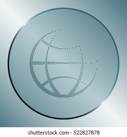 Flat paper cut style icon of globe. Vector illustration