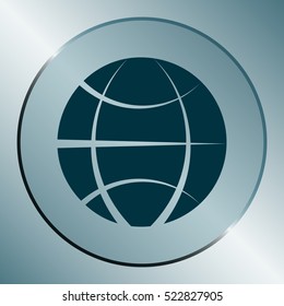 Flat paper cut style icon of globe. Vector illustration