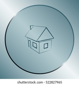 Flat paper cut style icon of house model vector illustration