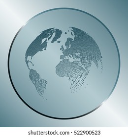 Flat paper cut style icon of globe. Vector illustration