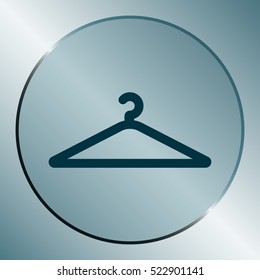 Flat paper cut style icon of hanger. Vector illustration