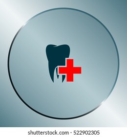 Flat paper cut style icon of tooth. Dentistry symbol icon vector illustration