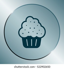 Flat paper cut style icon of cake. Vector illustration