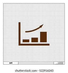 Flat paper cut style icon of a diagram. Vector illustration