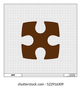 Flat paper cut style icon of puzzle part