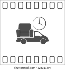 Flat paper cut style icon of vehicle. Delivery car symbol vector illustration