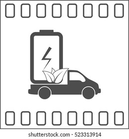 Flat paper cut style icon of eco vehicle. Delivery car symbol vector illustration