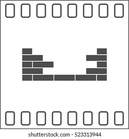 Flat paper cut style icon of brickwork fragment. Vector illustration