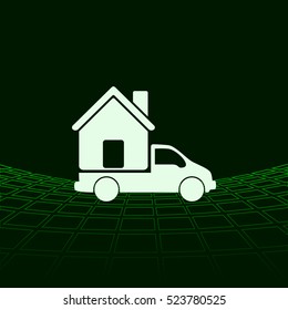 Flat paper cut style icon of vehicle. Delivery car symbol vector illustration