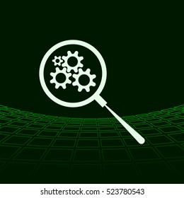 Flat paper cut style icon of magnifier. Vector illustration
