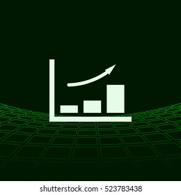 Flat paper cut style icon of a diagram. Vector illustration