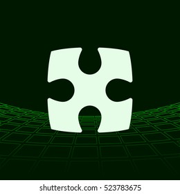 Flat paper cut style icon of puzzle part