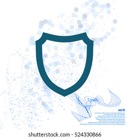Flat paper cut style icon of a shield. Vector illustration