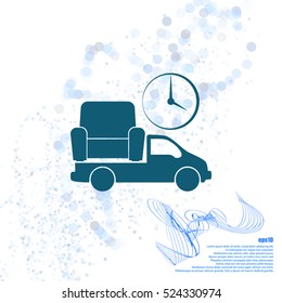 Flat paper cut style icon of vehicle. Delivery car symbol vector illustration