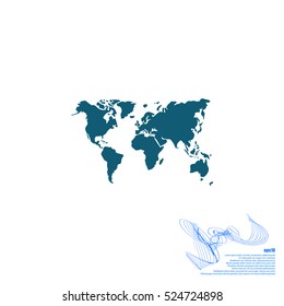 Flat paper cut style icon of World Map. Vector illustration
