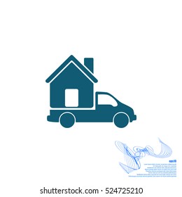Flat paper cut style icon of vehicle. Delivery car symbol vector illustration