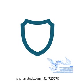 Flat paper cut style icon of a shield. Vector illustration