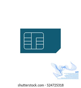 Flat paper cut style icon of a sim card. Vector illustration