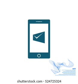 Flat paper cut style icon of Short Message. Vector illustration