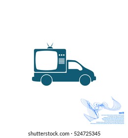 Flat paper cut style icon of vehicle. Delivery car symbol vector illustration