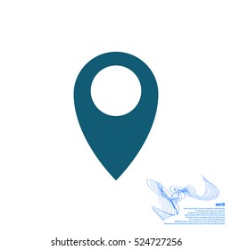 Flat paper cut style icon of map pointer vector illustration