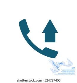 Flat paper cut style icon of out-coming call. Vector illustration