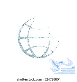 Flat paper cut style icon of globe. Vector illustration