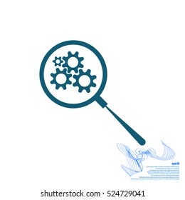 Flat paper cut style icon of magnifier. Vector illustration