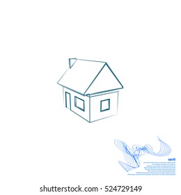 Flat paper cut style icon of house model vector illustration