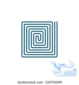 Flat paper cut style icon of floor heating. Vector illustration