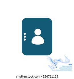 Flat paper cut style icon of an address book. Vector illustration