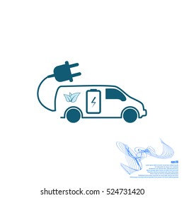 Flat paper cut style icon of an eco car. Vector illustration
