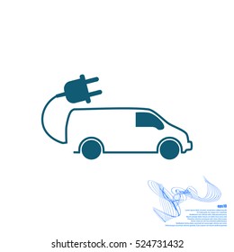 Flat paper cut style icon of an eco car. Vector illustration