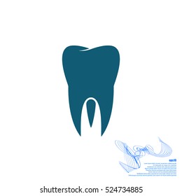 Flat paper cut style icon of tooth. Dentistry symbol icon vector illustration