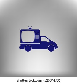 Flat paper cut style icon of vehicle. Delivery car symbol vector illustration