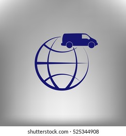 Flat paper cut style icon of vehicle. Delivery car symbol vector illustration