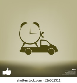 Flat paper cut style icon of vehicle. Delivery car symbol vector illustration