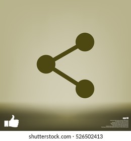 Flat paper cut style icon of share. Vector illustration