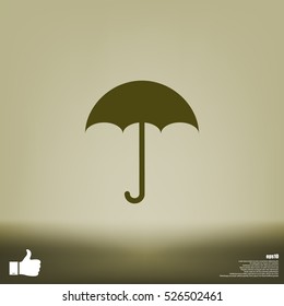 Flat paper cut style icon of umbrella. Vector illustration