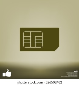 Flat paper cut style icon of a sim card. Vector illustration