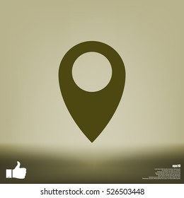Flat paper cut style icon of map pointer vector illustration