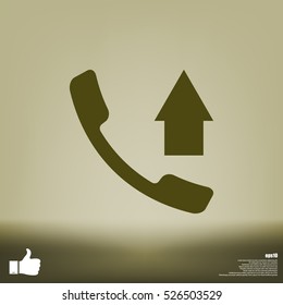 Flat paper cut style icon of out-coming call. Vector illustration