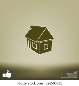 Flat paper cut style icon of house model vector illustration