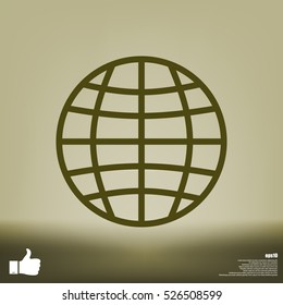Flat paper cut style icon of globe. Vector illustration