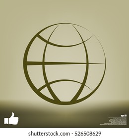 Flat paper cut style icon of globe. Vector illustration