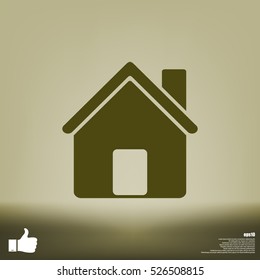 Flat paper cut style icon of house. Vector illustration