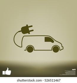 Flat paper cut style icon of an eco car. Vector illustration