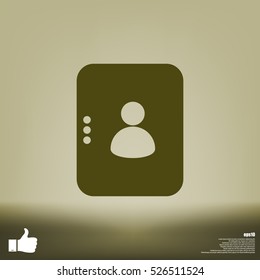 Flat paper cut style icon of an address book. Vector illustration
