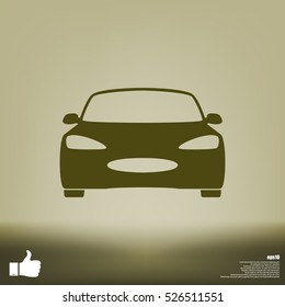 Flat paper cut style icon of a car. Vector illustration